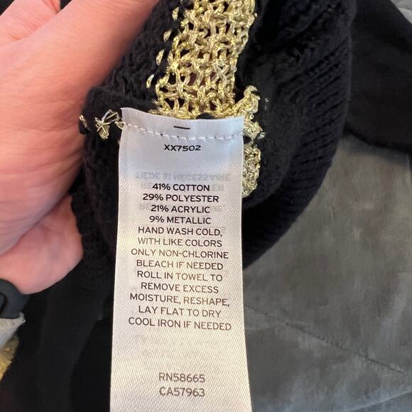Treasure & Bond Metallic Gold Striped Sweater in Black - Gold Size Medium NEW - Picture 10 of 13